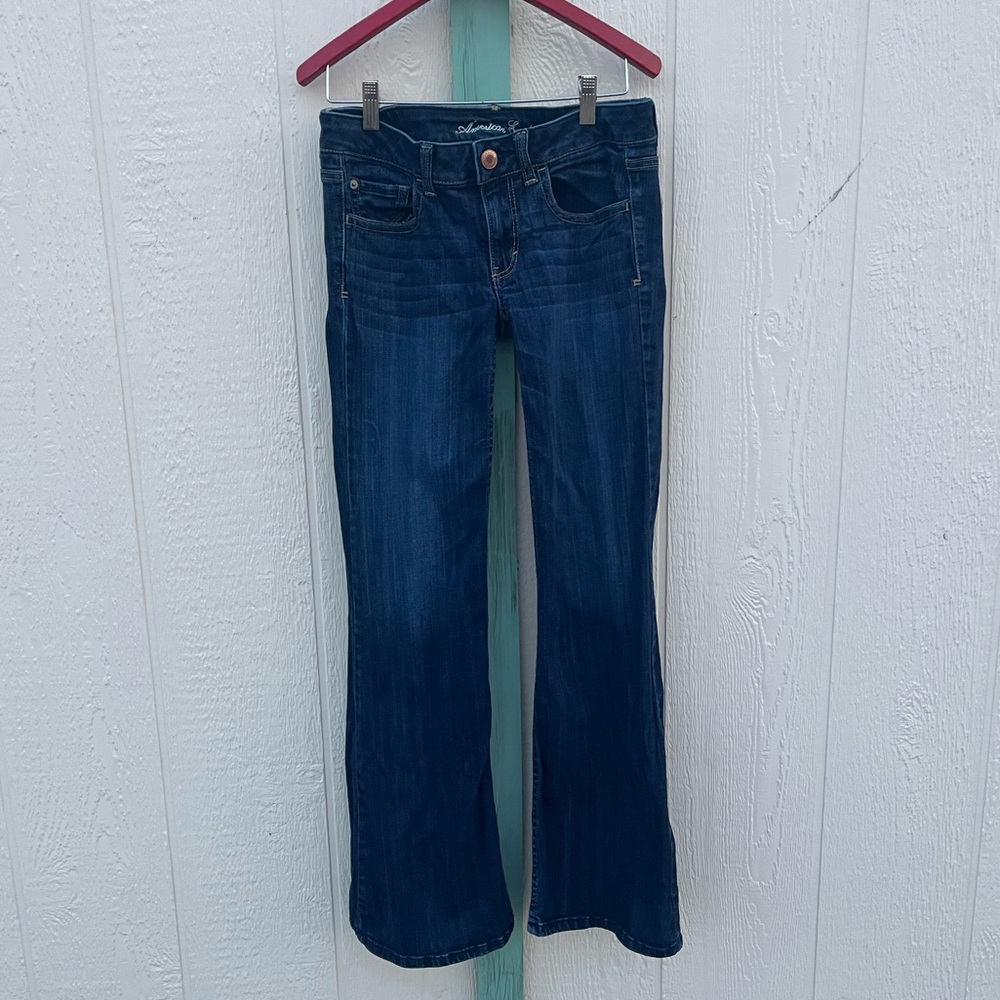 AE Hipster Flare Dark Wash Size 6